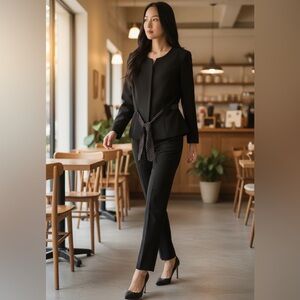 Vintage Collarless Jacket with Belt